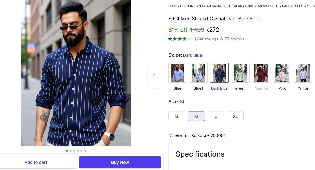 Men Striped Casual Dark Blue Shirt 272