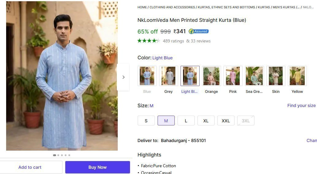 Men Striped Straight Kurta 341