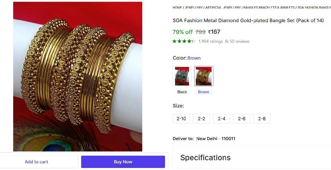 Metal Diamond Gold-plated Bangle Set (pack Of