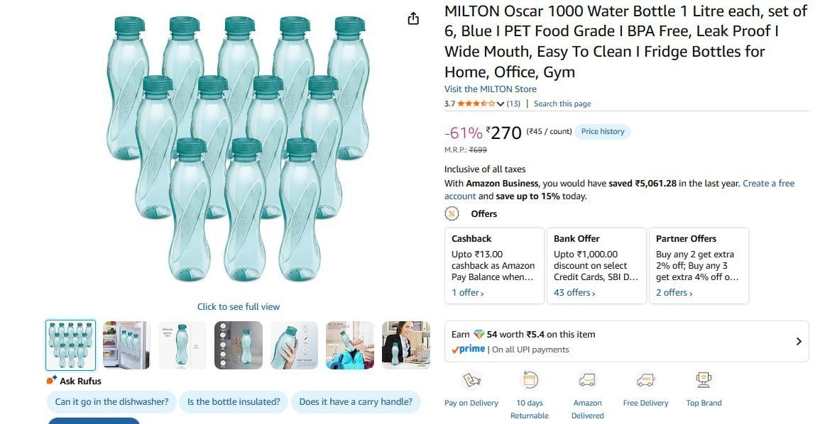 Milton Set Of 12 Bottles 270