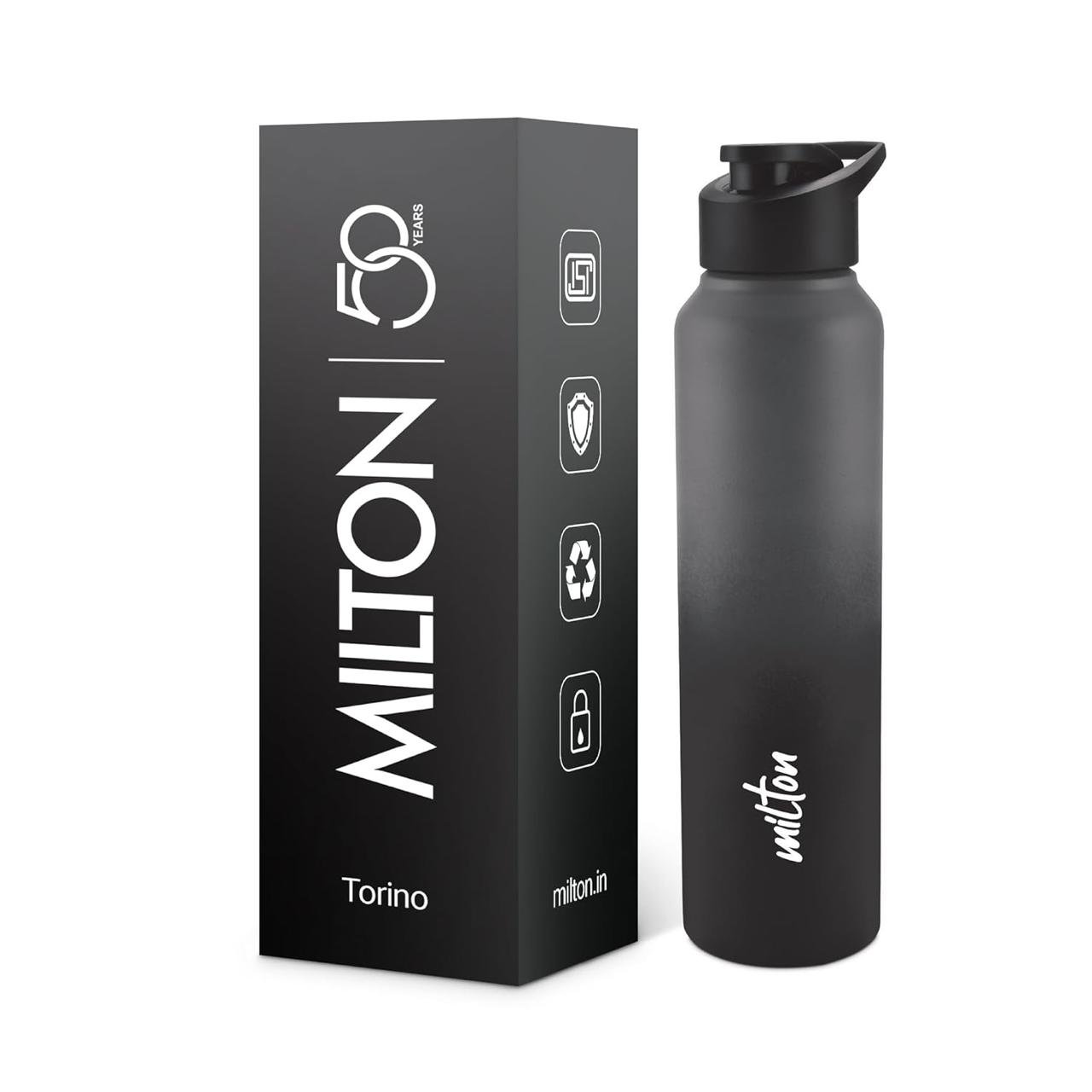 Milton Torino 1000 Stainless Steel Water Bottle Leakproof Lid Single Walled Isi