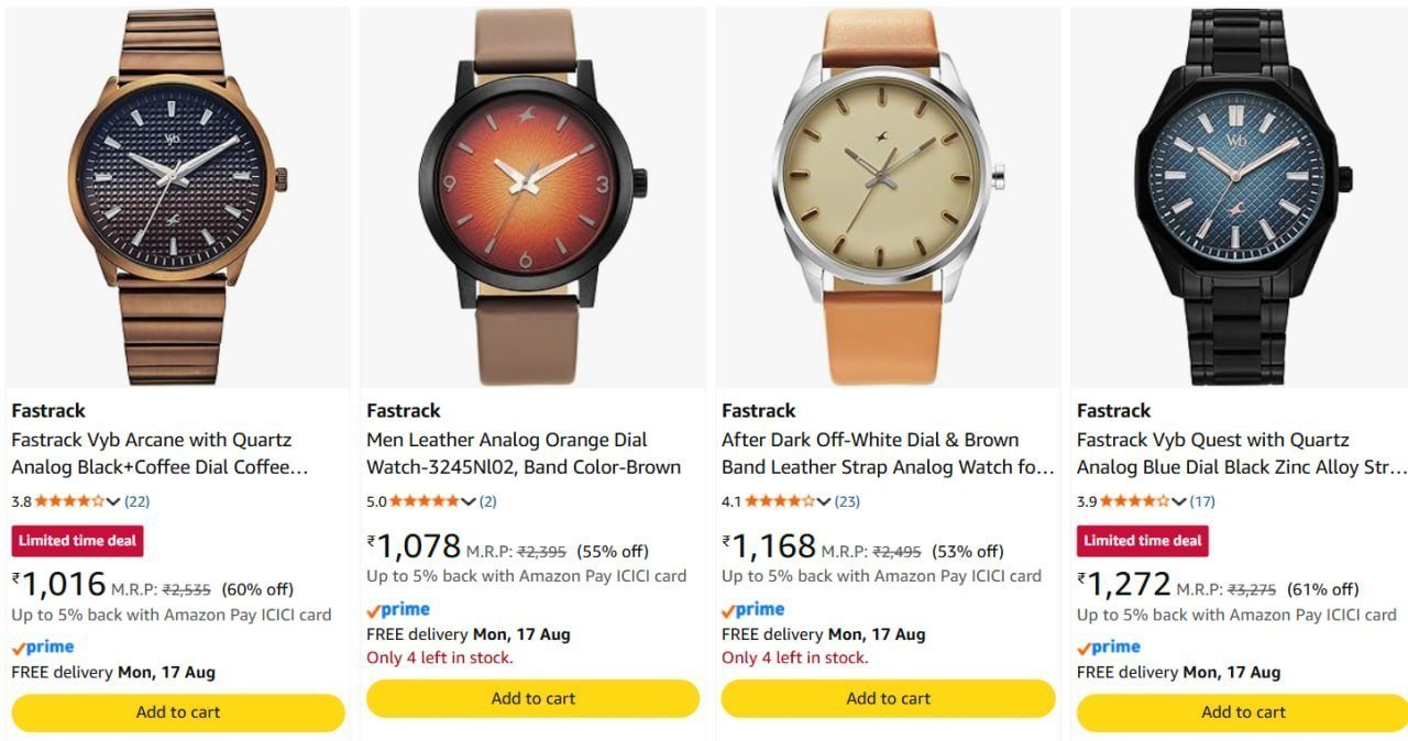 Min 50 On Fastrack Watches