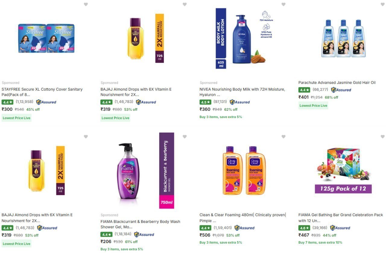 Min 50 On Personal Beauty Care Products