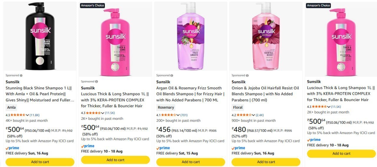 Min 50 On Sunsilk Shampoo