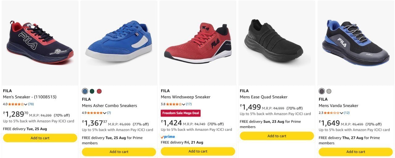Min 70 On Fila Men Sneakers