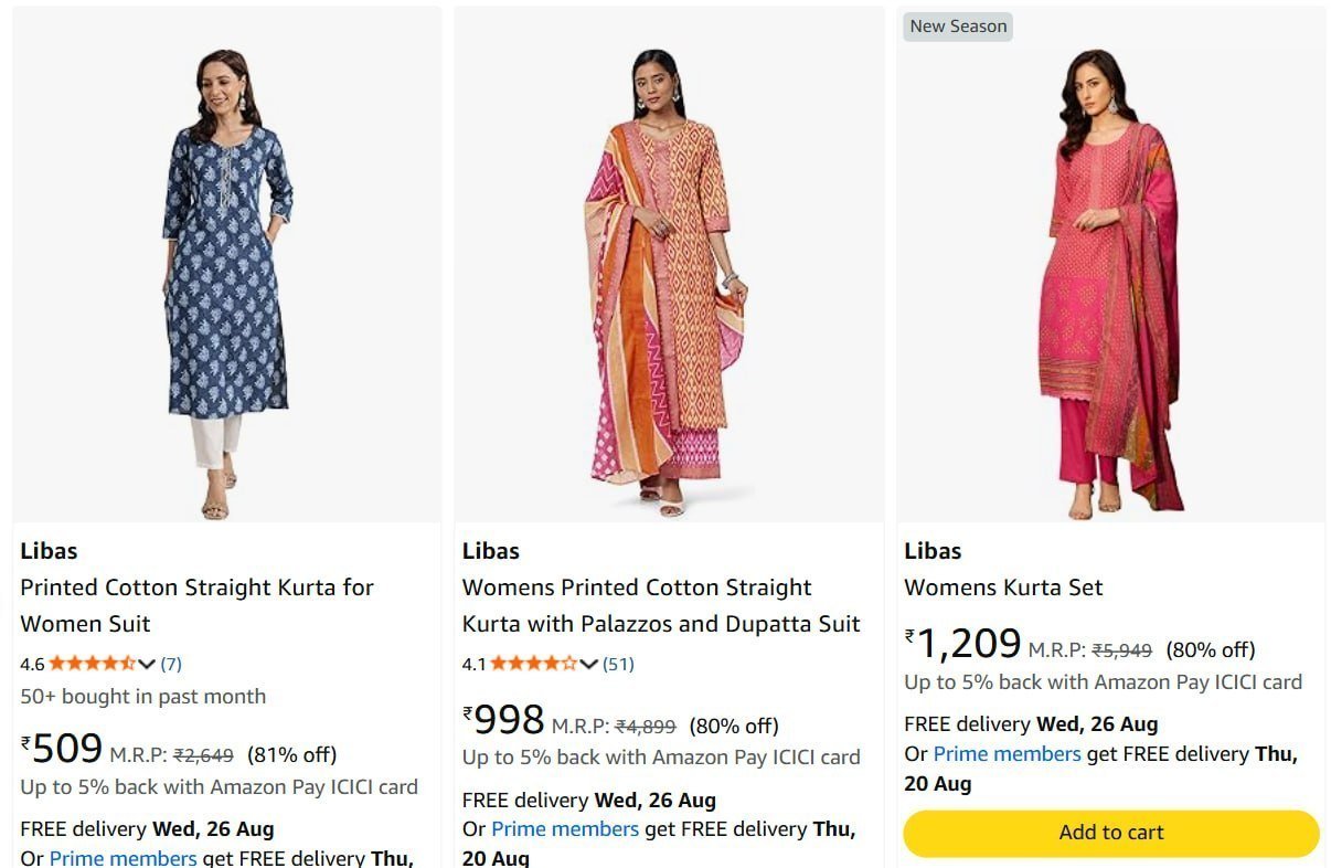 Min 80 On Libas Women Clothing