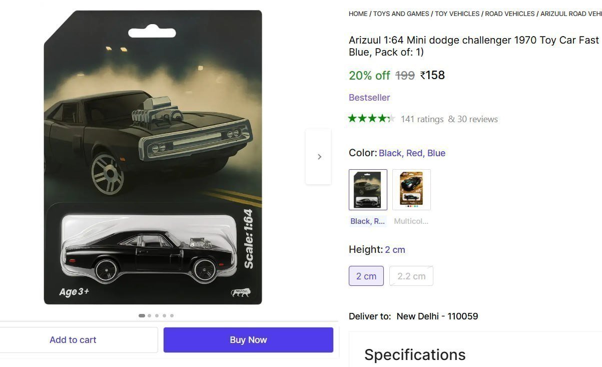 Mini Dodge Challenger 1970 Toy Car 158