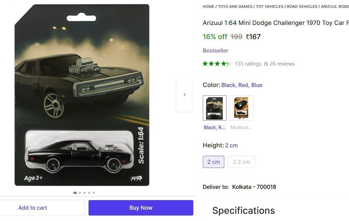 Mini Dodge Challenger Toy Car 167