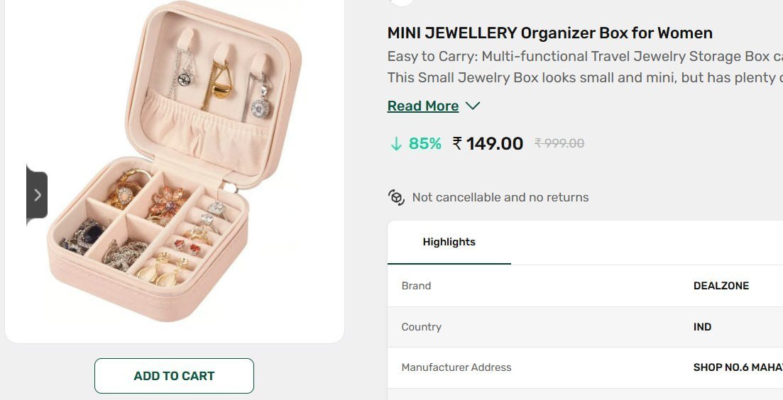 Mini Jewellery Organizer Box For Women 149