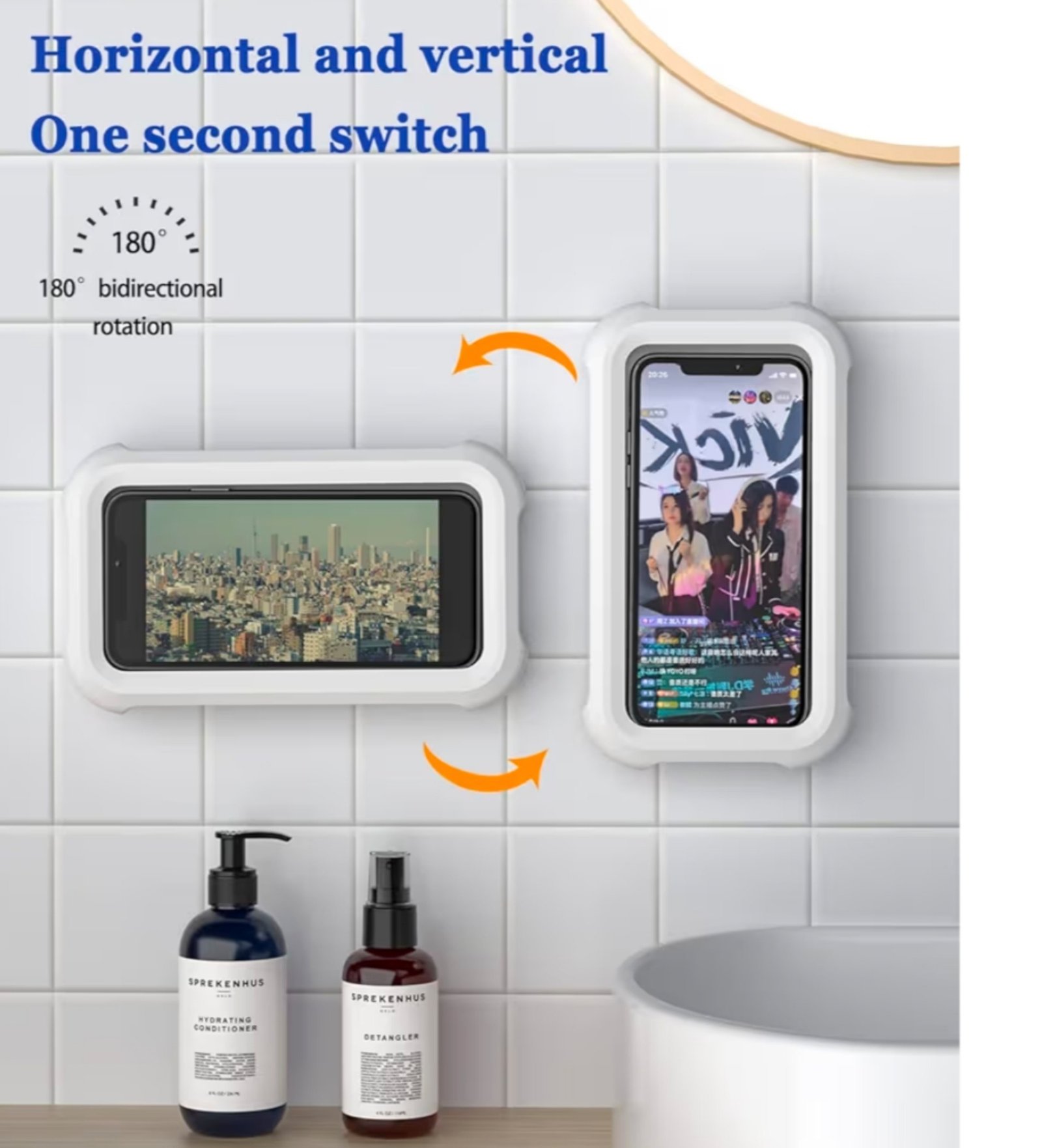 Mistriddle Waterproof Shower Phone Holder With 360