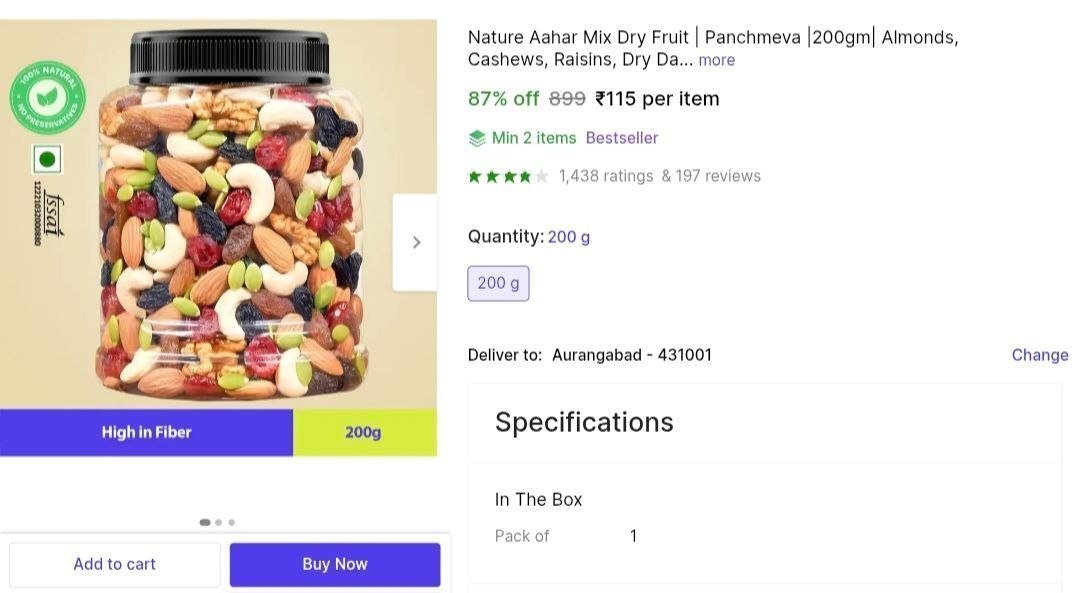 Mix Dry Fruit 200g 115 Minimum Buy 2