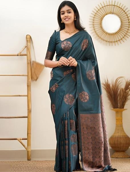 Moda Rapido Woven Design Zari Silk Blend Banarasi 
