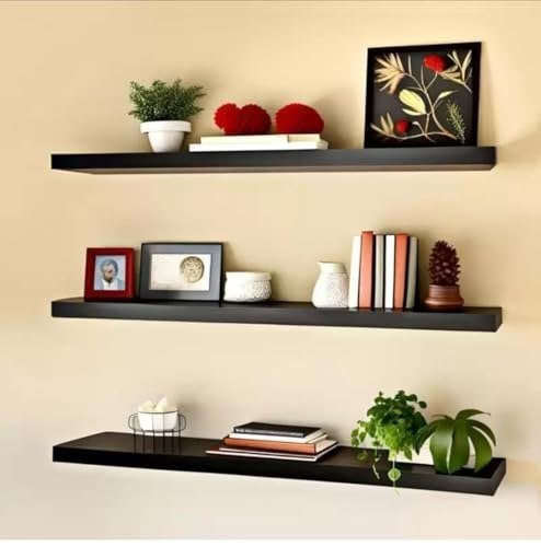 Modern Floating Wall Shelves Set Of 3 Black W