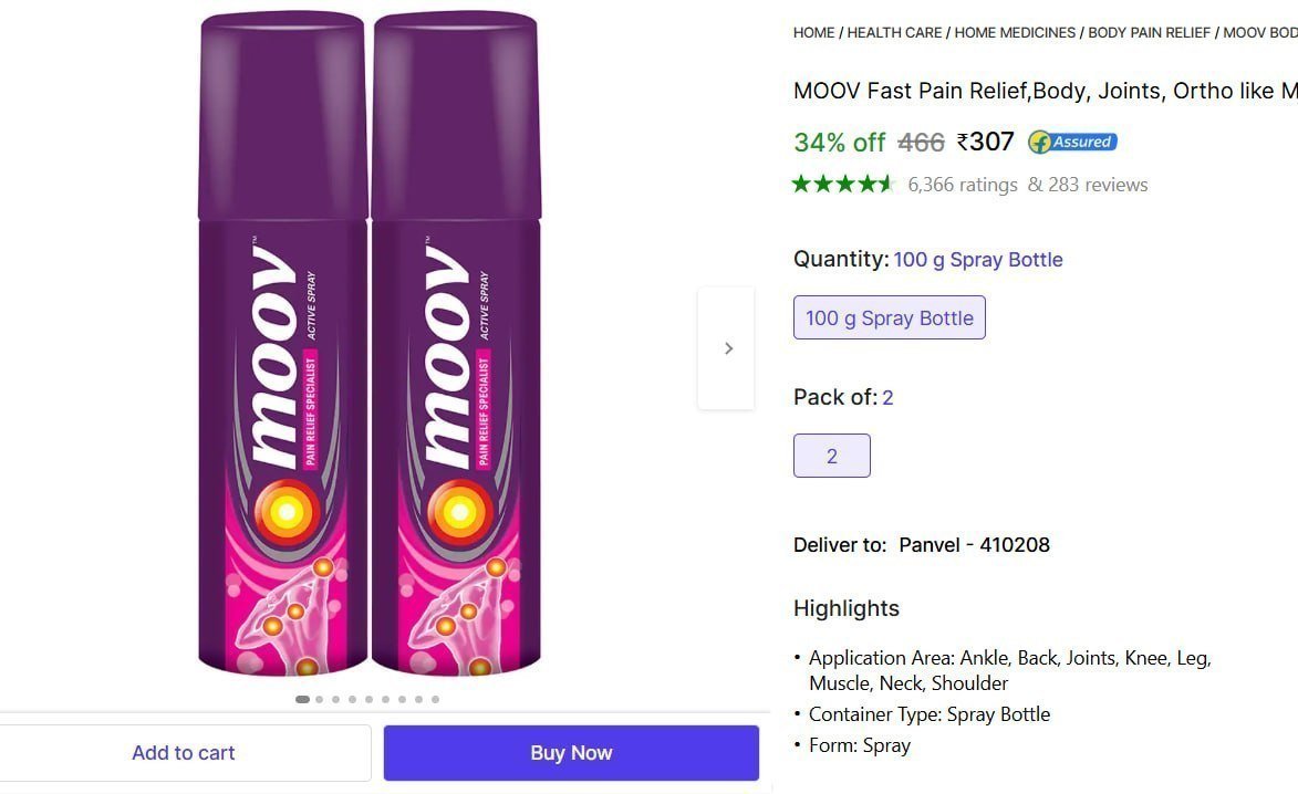 Moov Fast Pain Relief Spray (2 X 50 G) 307