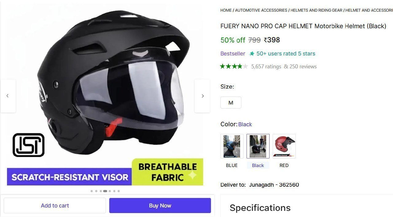 Motorbike Helmet (black) 398 More