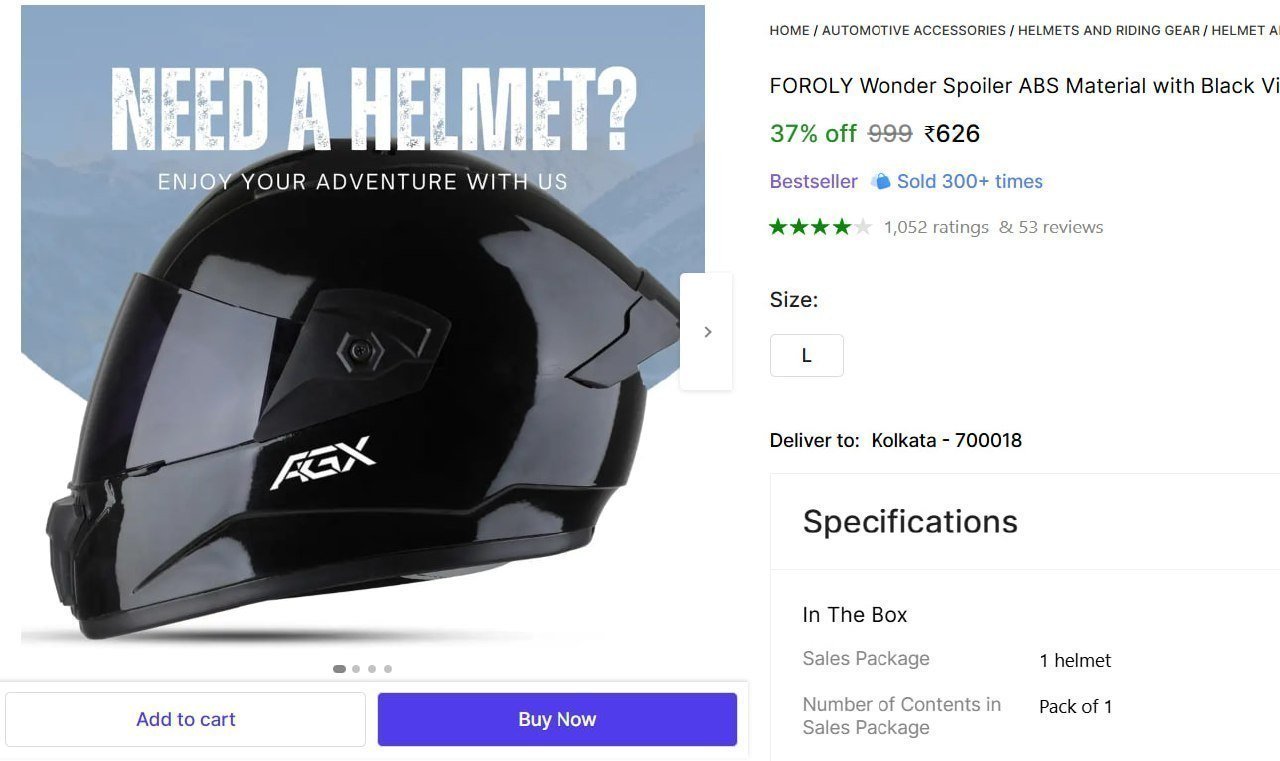 Motorbike Helmet (black) 626