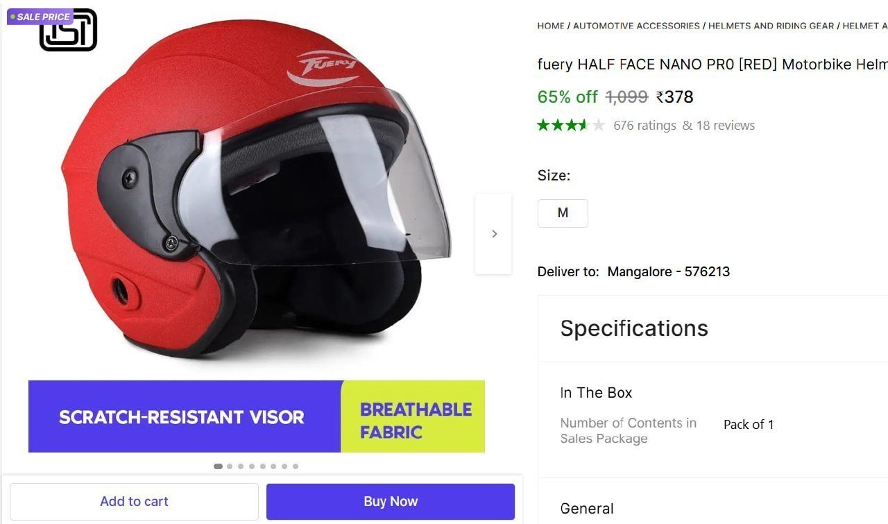 Motorbike Helmet (red) 378