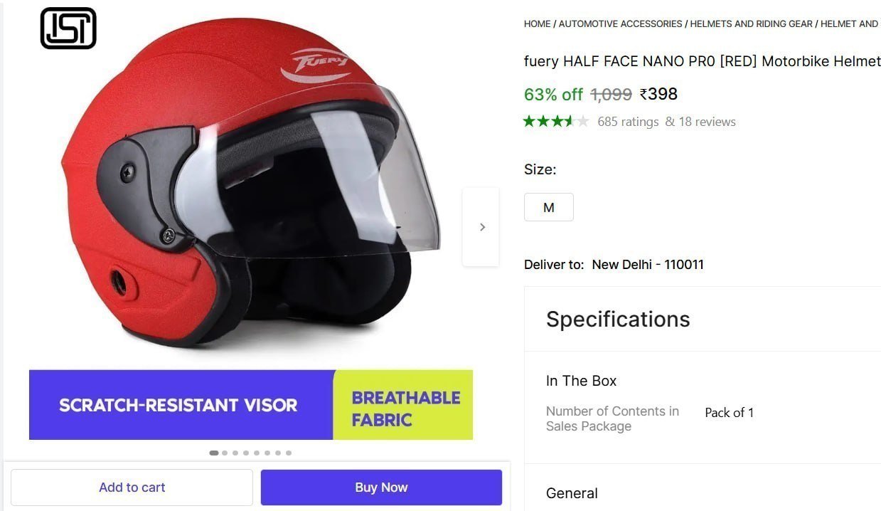 Motorbike Helmet (red) 398