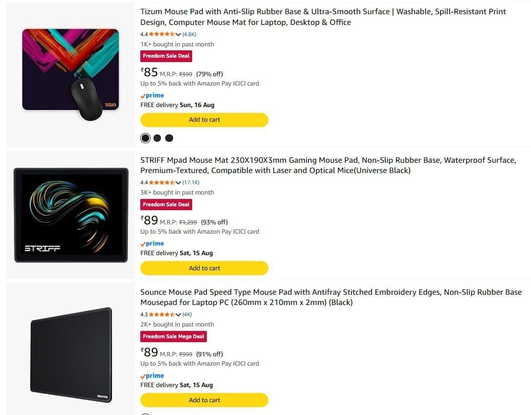 Mouse Pad Starts 85