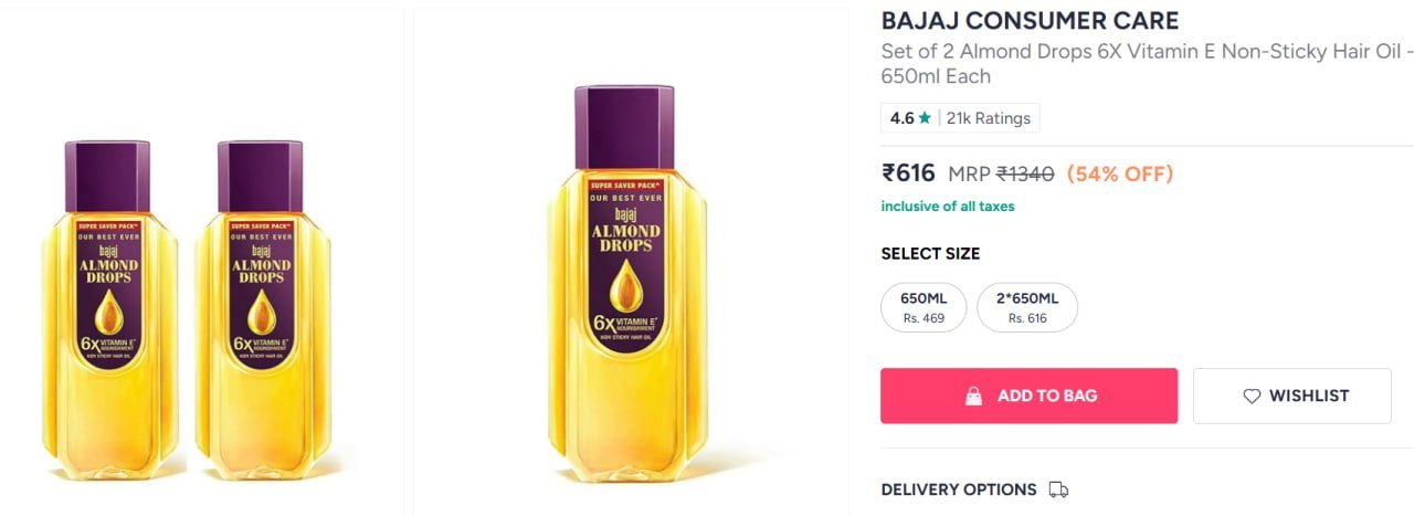 Myntra 52 On Bajaj Consumer Care Set Of 2 Alm