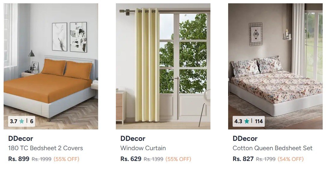 Myntra 55 On Ddecor Bedsheets And Curtains - myntra deals today india