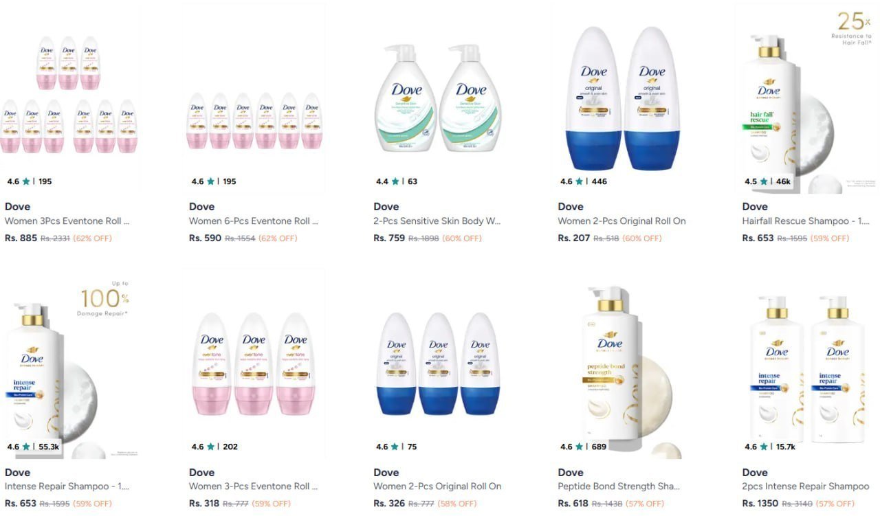 Myntra 68 On Hair Care Loral Paris Dove Sunsi