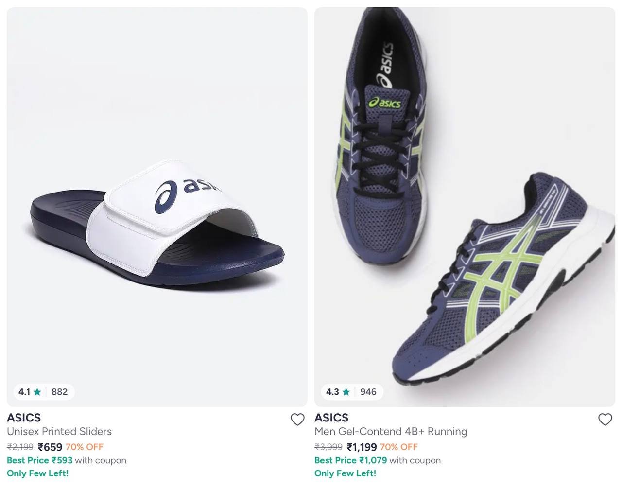 Myntra 70 On Asics Footwear