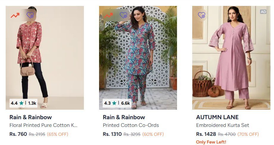 Myntra 70 On Fusion Wear For Women