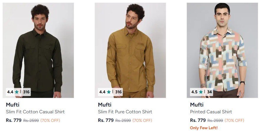 Myntra 70 On Mufti Clothing From 779
