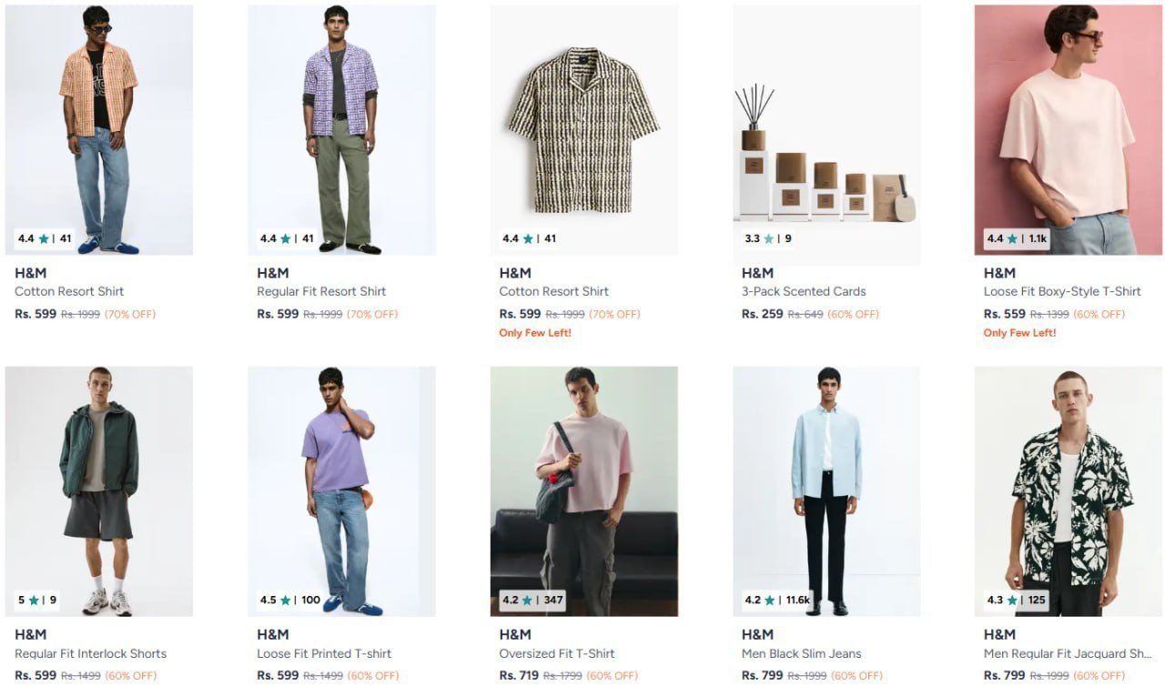 Myntra 72 On H M Clothing Extra 10 Men Women 