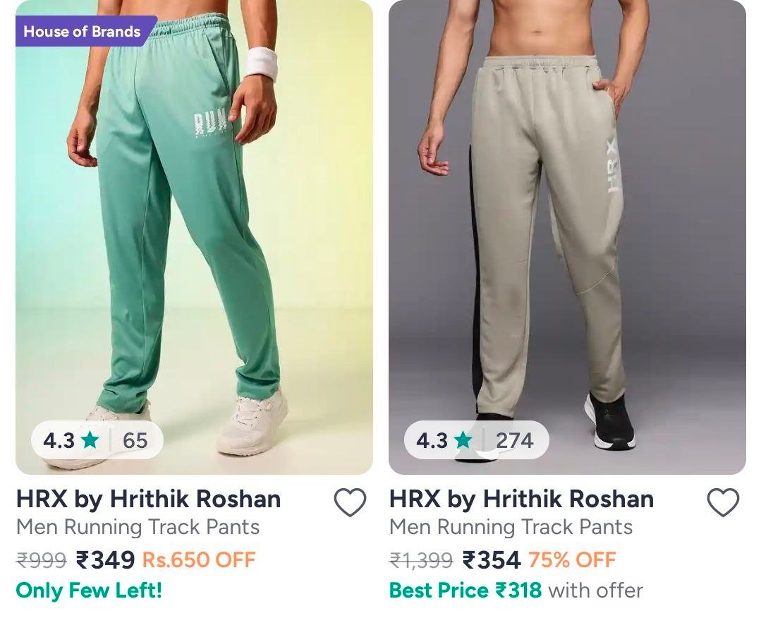 Myntra 75 On Hrx Clothing Men S Low To High Trackp