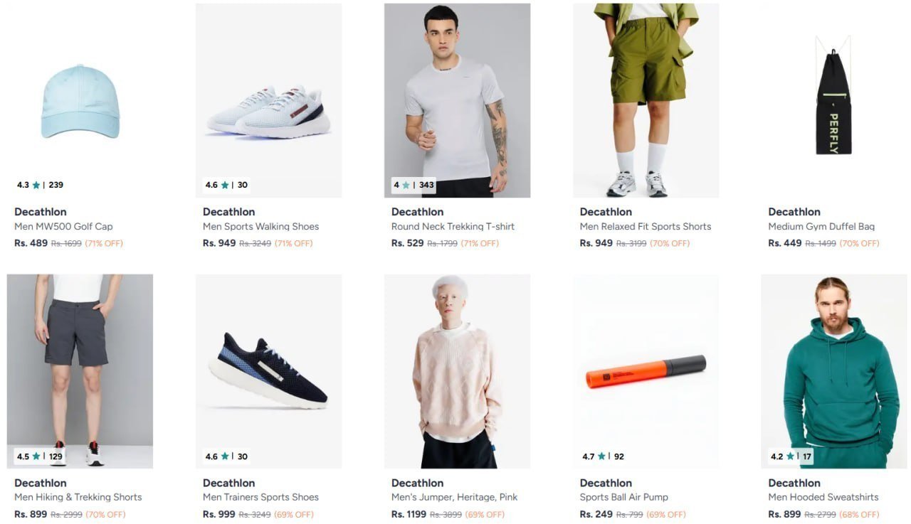 Myntra 78 On Decathlon Clothing Men Women