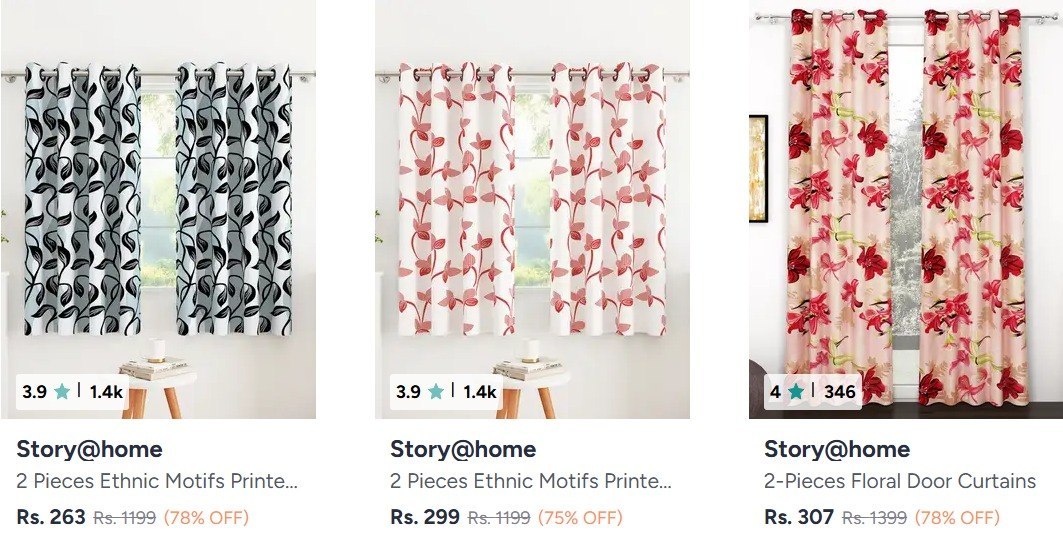 Myntra 78 On Window Curtains (pack Of 2) From Rs 263link - budget fashion shopping