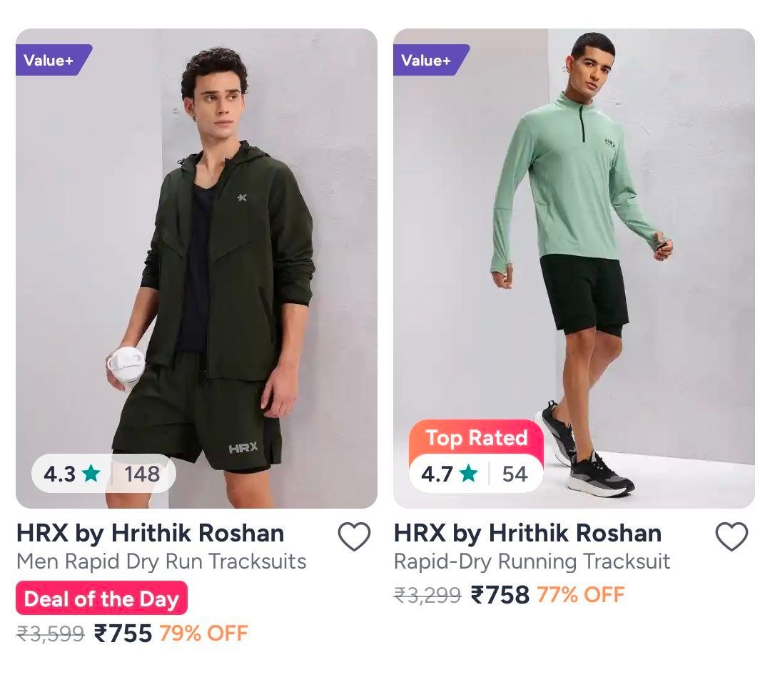 Myntra 79 On Hrx Clothing Men S Low To High Trackp