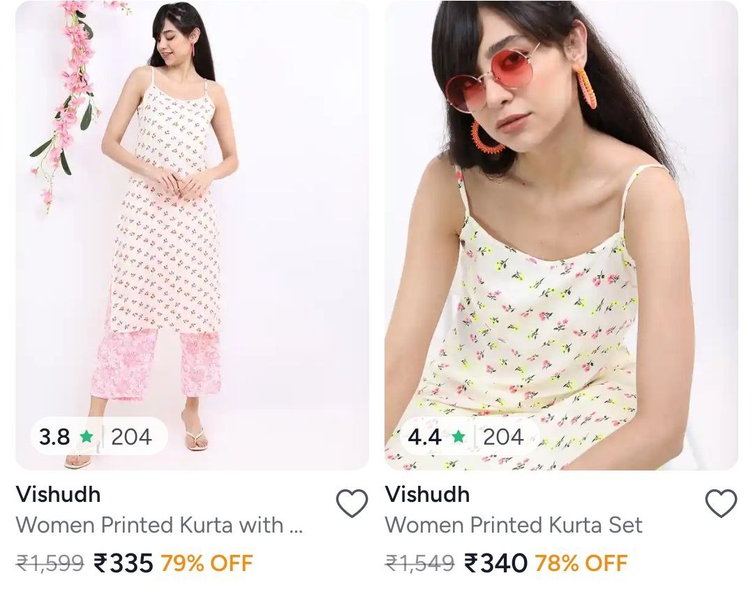 Myntra 79 On Vishudh Kurta Sets Women Startin