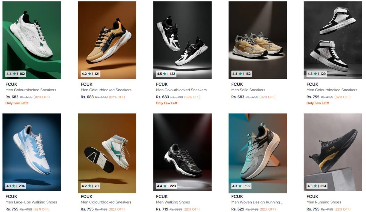 Myntra 82 On Branded Shoes Aeropostale Fcuk