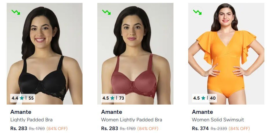 Myntra 84 On Amante Women Innerwears Clothing