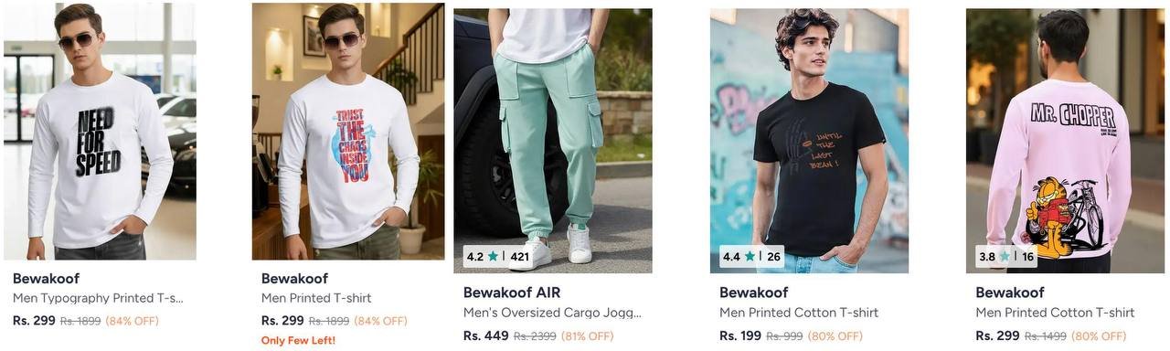 Myntra 84 On Bewakoof Clothing Men Women 80 O