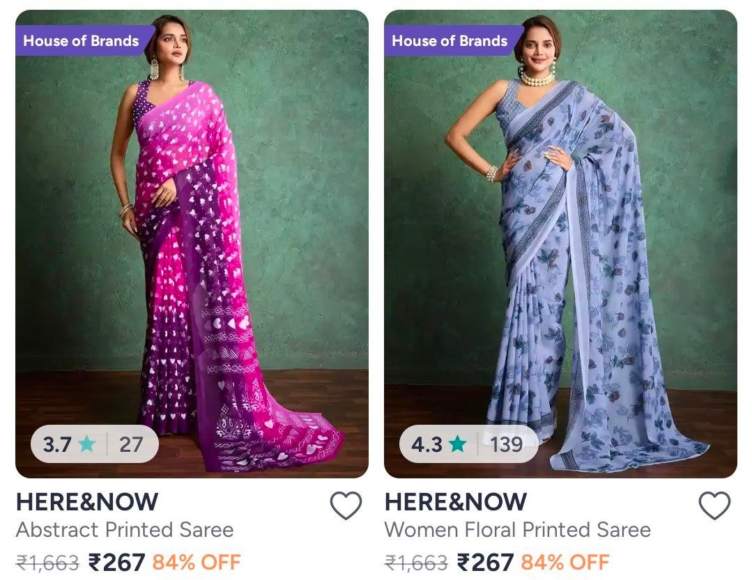 Myntra 84 On Women Sarees Starting 267link