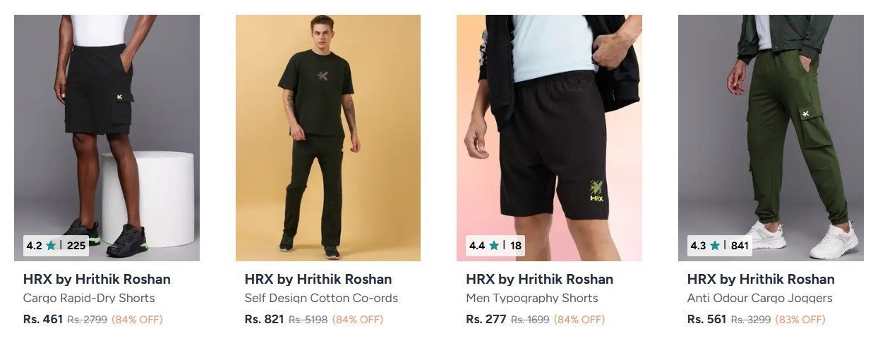 Myntra 85 Hrx Clothing Men S Low To High Trac