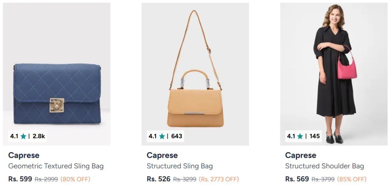 Myntra 85 On Caprese Handbags
