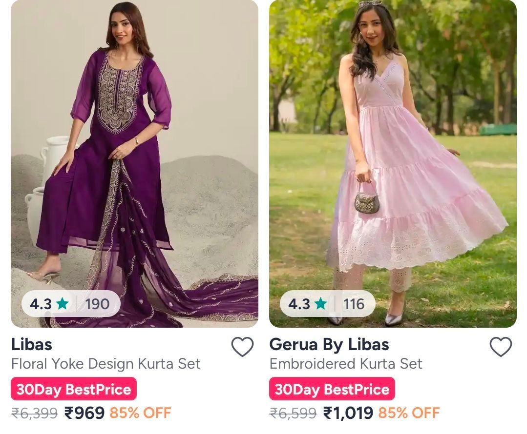 Myntra 85 On Libas Women Clothing Kurta Kurta Sets