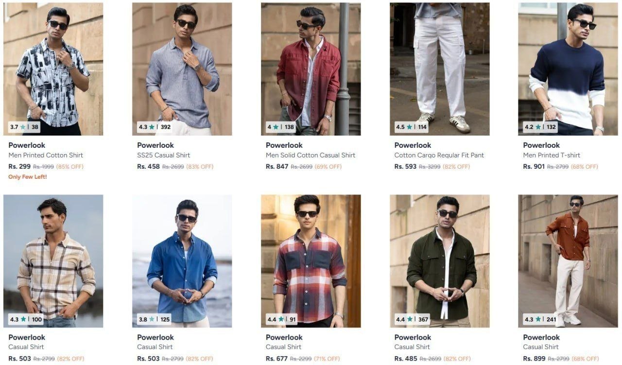 Myntra 85 On Powerlook Men Clothing