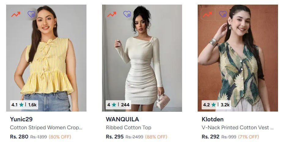 Myntra 85 On Women S Clothingtops Tees Under 
