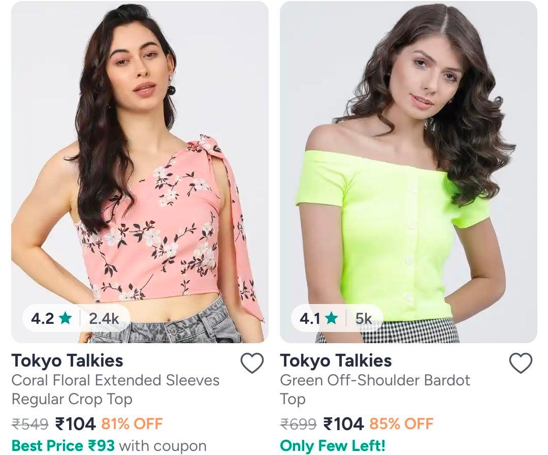 Myntra 85 On Women S Tolkyo Talkies Tops Star