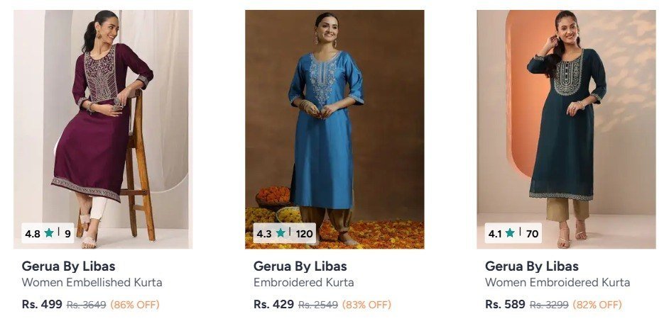 Myntra 86 On Libas Women Clothing Kurta Kurta