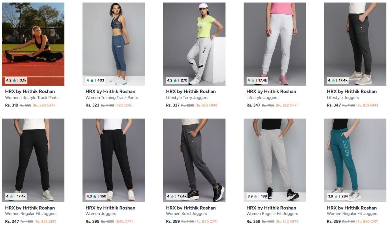 Myntra 87 On Hrx Clothing Men B Trackpants Wo