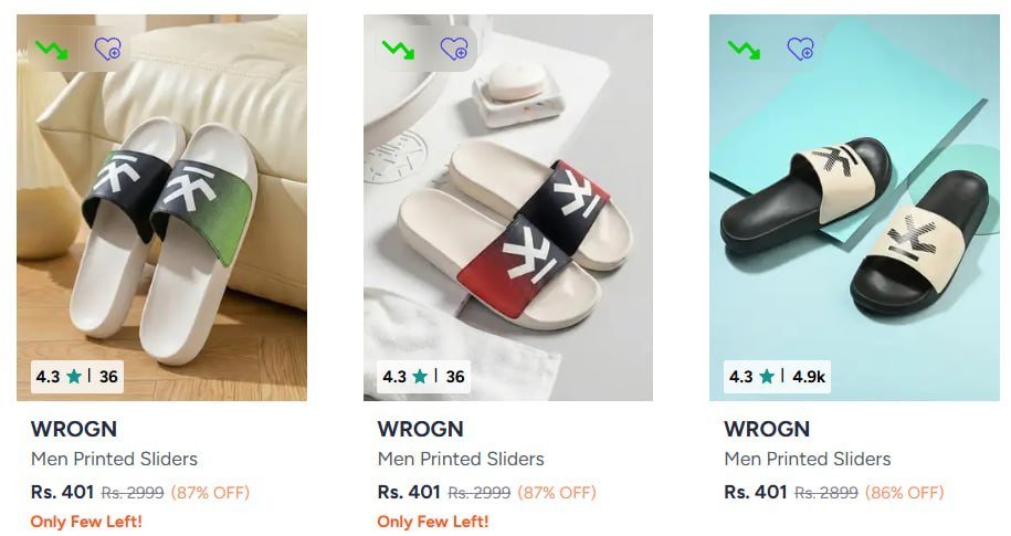 Myntra 87 On Wrogn Sliders