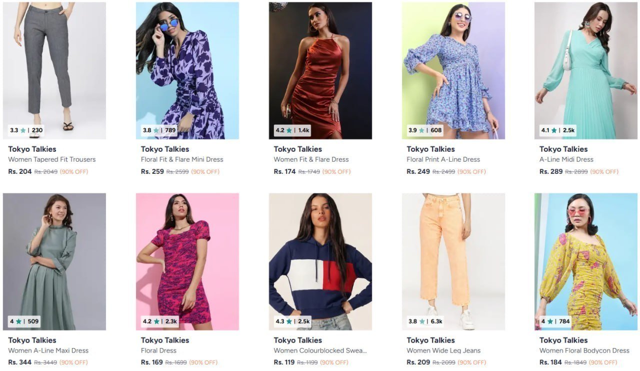 Myntra 90 On Tokyo Talkies Women Clothing New Stoc