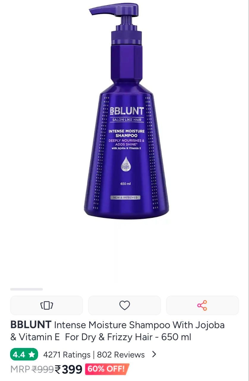 Myntra Bblunt Intense Moisture Shampoo With J